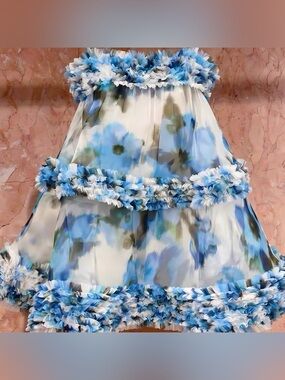 Floral Blue Tiered Ruffle Dress